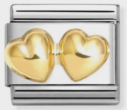 Nomination 18k Gold Double Heart Charm 030116/23