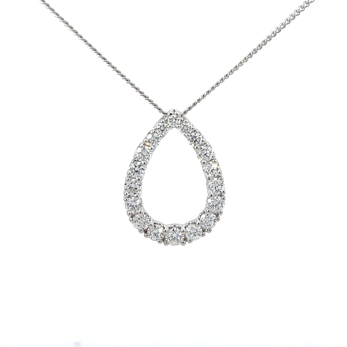 18ct White Gold Diamond Teardrop Pendant 1.06ct