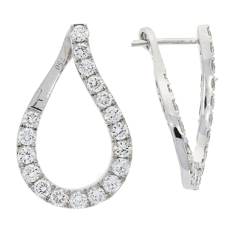18ct White Gold Diamond Loop Earrings 1.69ct