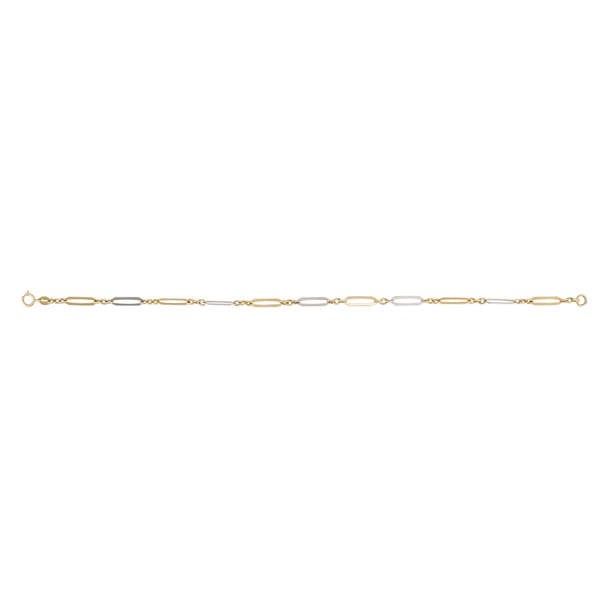9ct White and Yellow Gold Elongated Link Bracelet