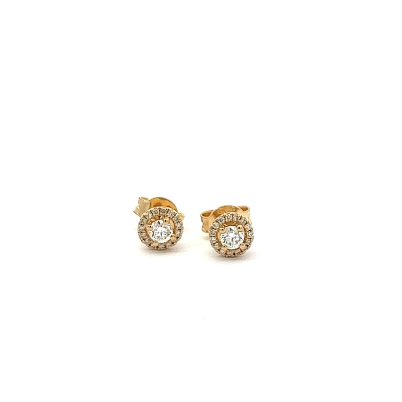 18ct Yellow Gold Diamond Halo Stud Earrings 0.28ct