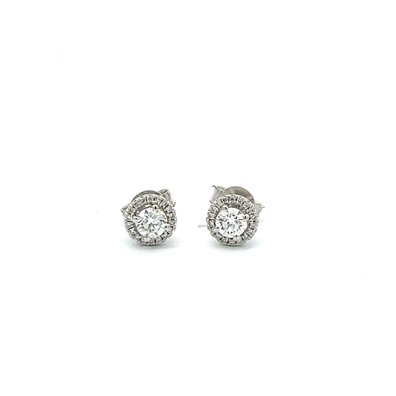 18ct White Gold Diamond Halo Stud Earrings 0.52ct