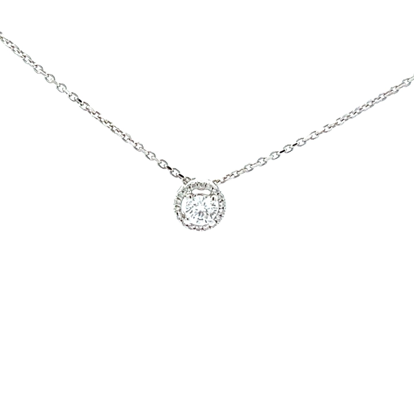 18ct White Gold Diamond Halo Pendant 0.28ct