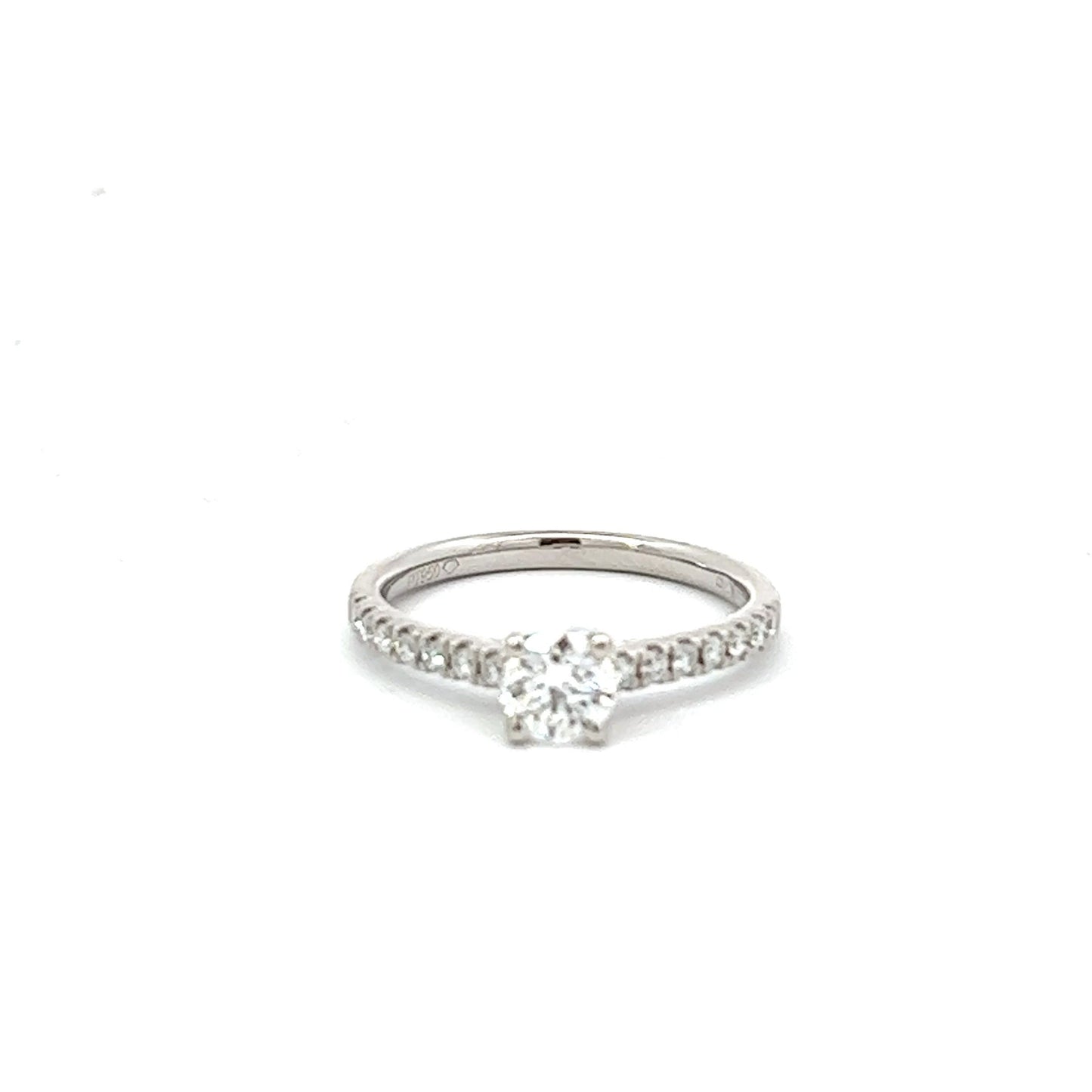 Platinum Diamond Solitaire Ring with Diamond Shoulders 0.69ct