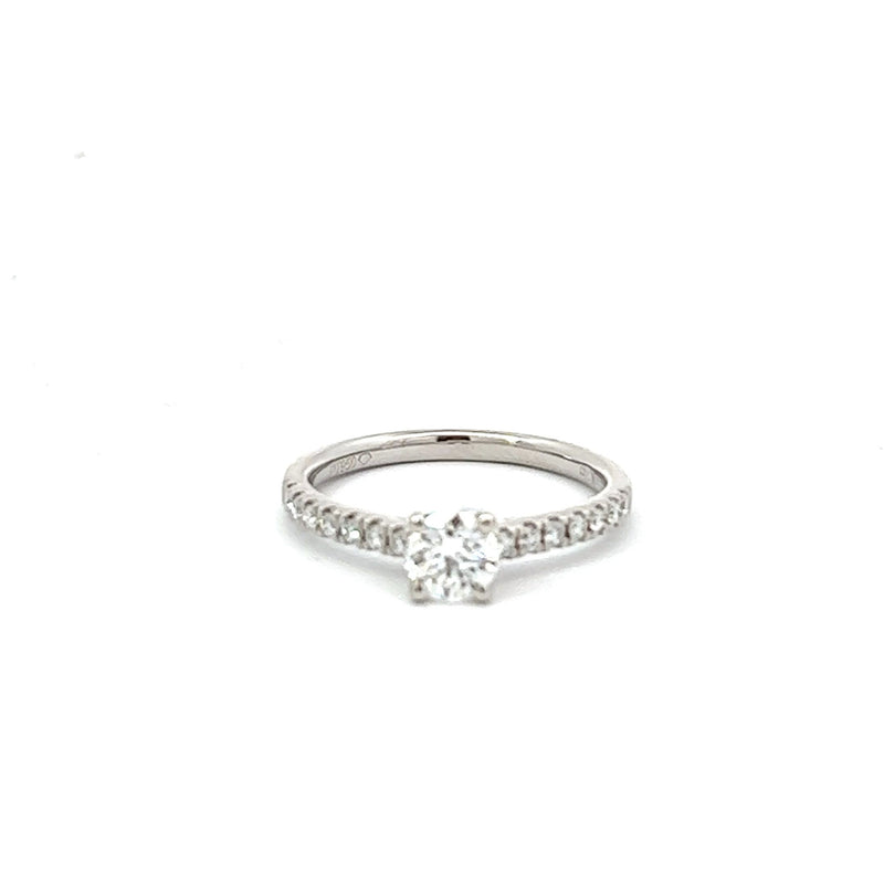 Platinum Diamond Solitaire Ring with Diamond Shoulders 0.69ct - GBFR5461/69