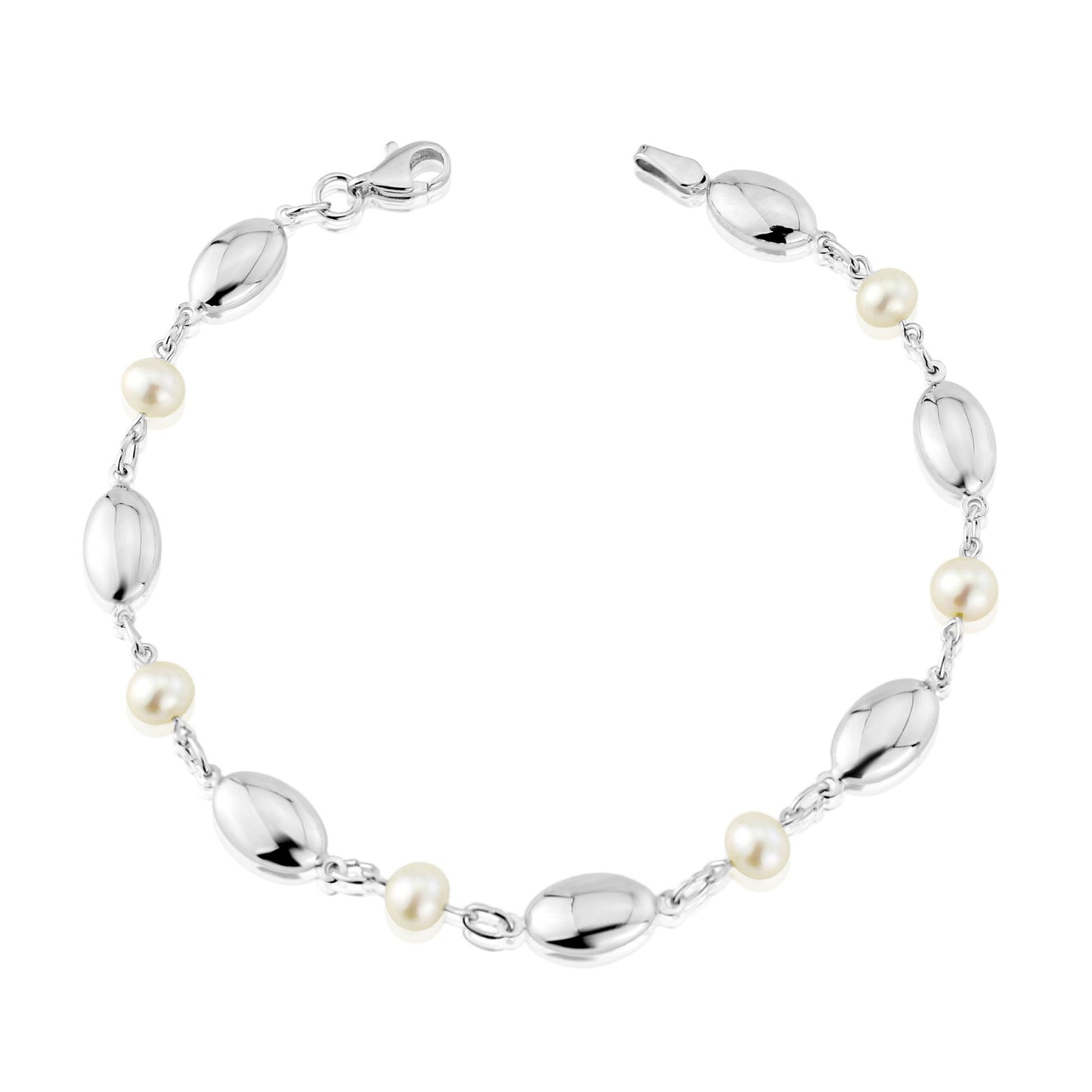 9ct White Gold Pearl Bracelet