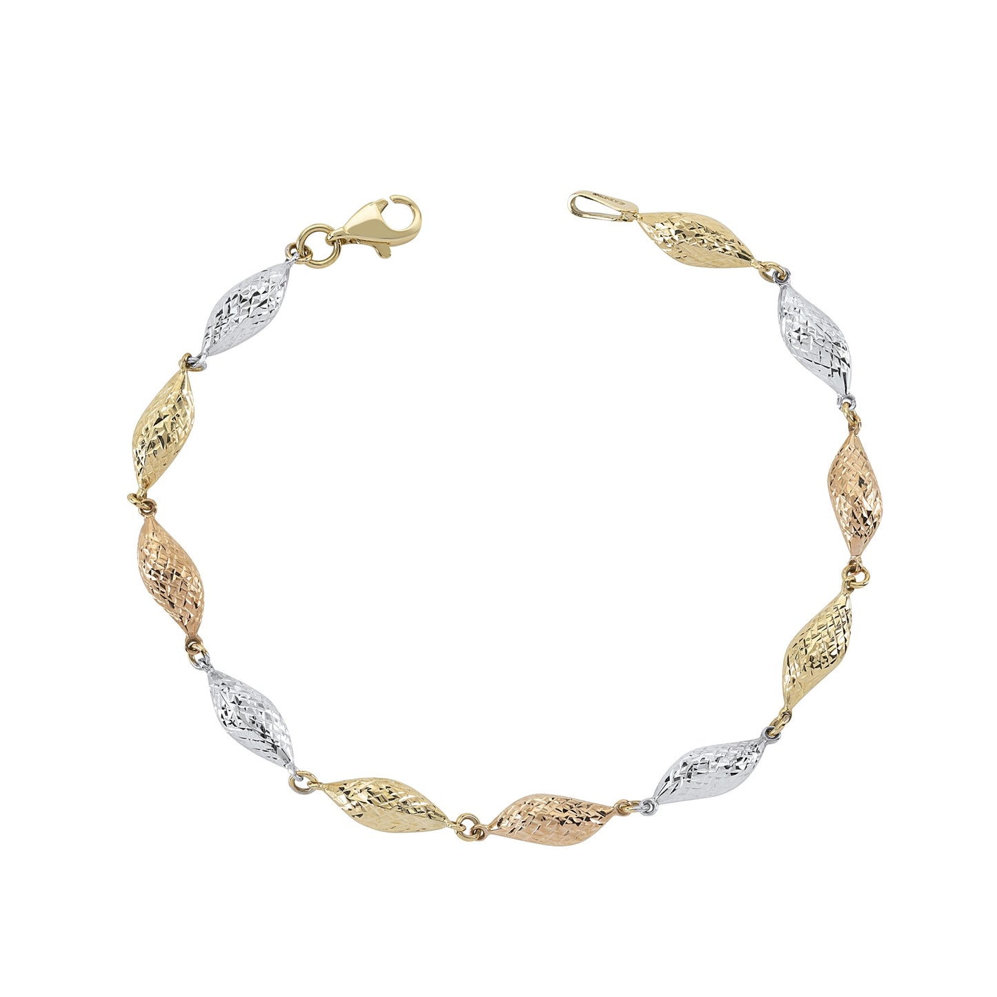 9ct Gold Three Tone Bracelet