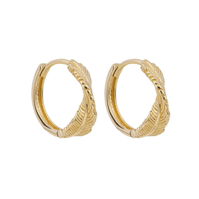 Leaf Twist Hoop Earrings In 9ct Yellow Gold GE1004
