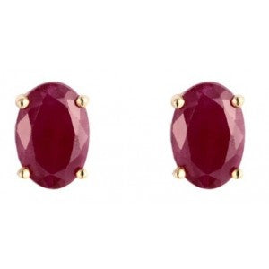 9ct Gold Ruby 6x4mm Oval Claw Set Stud Earrings GE1103RB