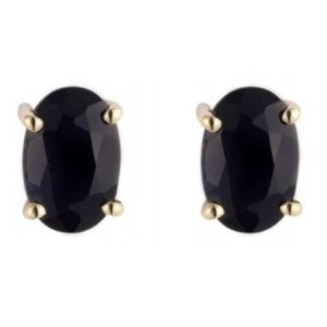 9ct Gold Sapphire 6x4mm Oval Claw Set Stud Earrings GE1103SA