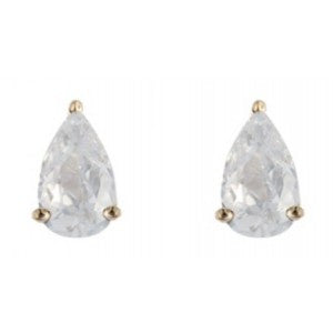 9ct Gold White CZ Pear Shape Claw Set 6x4mm Earrings GE1105WCZ