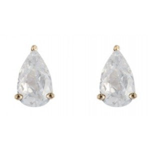 9ct Gold White CZ Pear Shape Claw Set 5x3mm Earrings GE1104WCZ