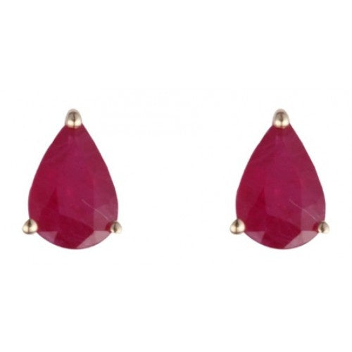 9ct Gold Ruby 6x4mm Pearshape Claw Set Stud Earrings GE1105RB