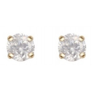 9ct Gold White CZ Round Claw Set 4mm Earrings GE1107WCZ