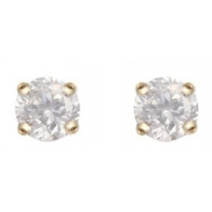 9ct Gold White CZ Round Claw Set 3mm Earrings GE1106WCZ
