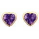 9ct Gold Amethyst 5mm Heart Earrings