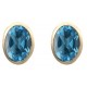 9ct Gold Blue Topaz Oval Cut Rubover Set 6x4mm Earrings GE1118BT
