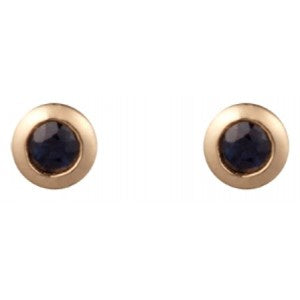 9ct Gold Sapphire 3mm Round Rubover Set Stud Earrings GE1121SA