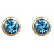 9ct Gold Gold Blue Topaz Round Rubover Set 4mm Earrings GE1122BT