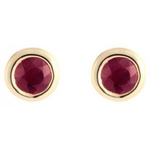 9ct Gold Ruby 4mm Round Rubover Set Stud Earrings GE1122RB