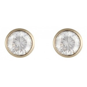 9ct Gold White CZ Round Rubover Set 5mm Earrings GE1123WCZ