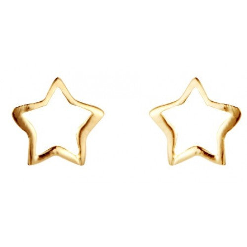 9ct Yellow Gold Open Star Stud Earrings