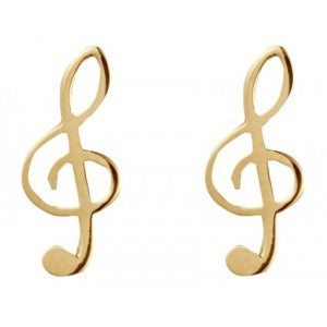 9ct Gold Treble Clef Stud Earrings
