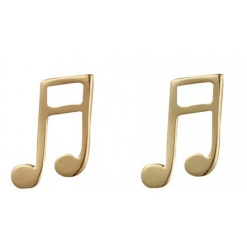 9ct Yellow Gold Musical Note Stud Earrings