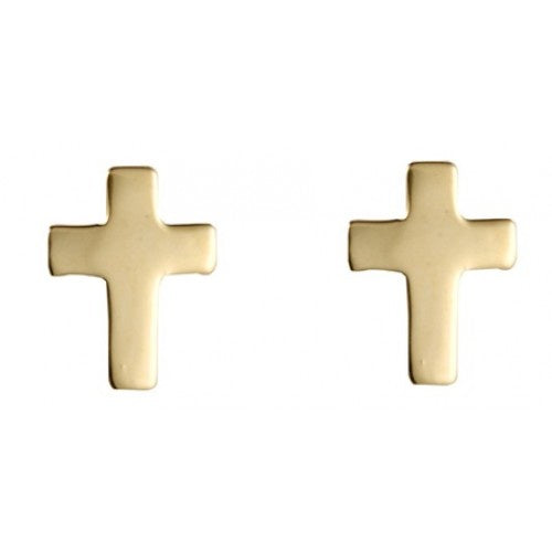 9ct Yellow Gold Cross Stud Earrings