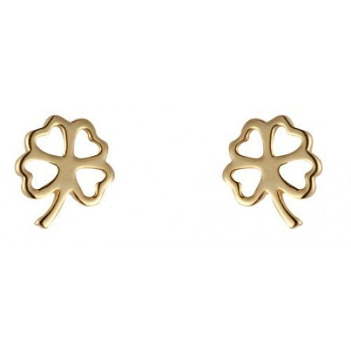 9ct Yellow Gold Open Four Leaf Clover Earrings
