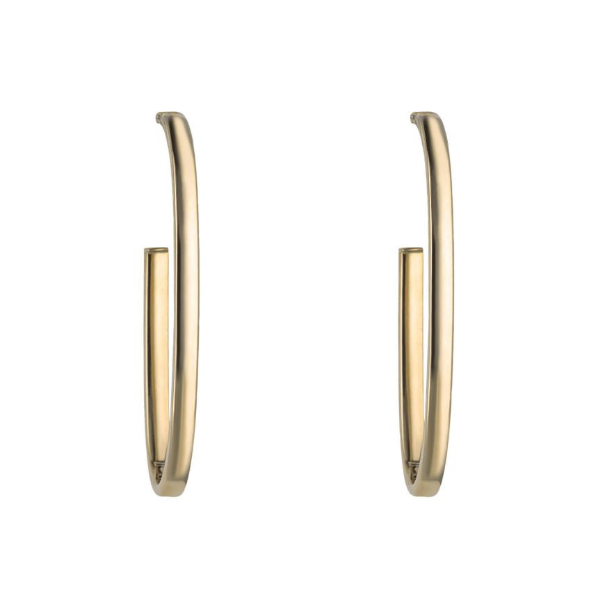 Open Oval 3/4 Hoop Earrings In Yellow Gold GE2407