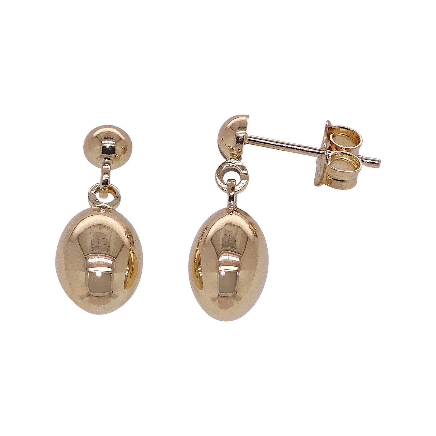 9ct Y/G Plain Drop Earrings GER201
