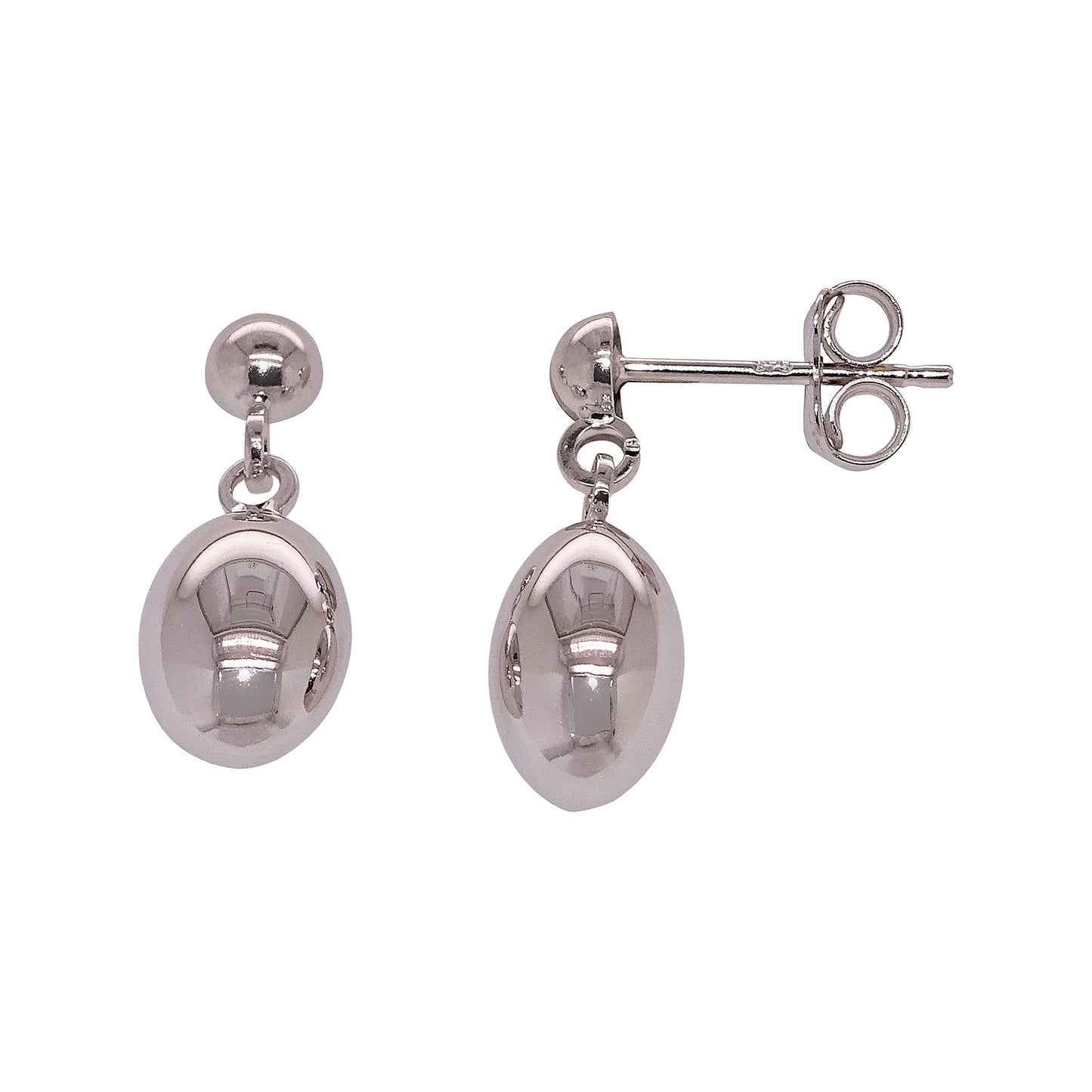 9ct W/G Plain Drop Earrings GER201W