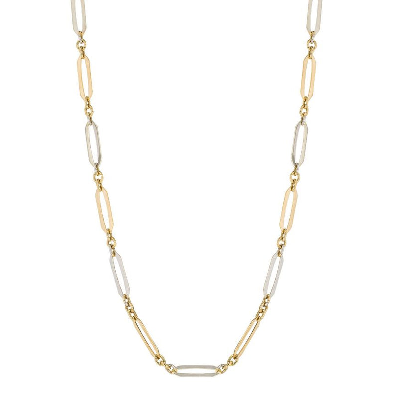 9ct White & Yellow Gold Elongated Link Necklace