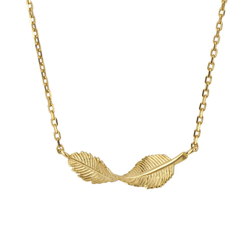 Twist Leaf Necklace In 9ct Yellow Gold GN383
