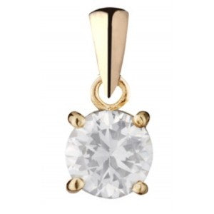 9ct Gold White CZ Round Claw Set 6mm Pendant GP1130WCZ