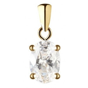 9ct Gold White CZ Oval Cut Claw Set 8x6mm Pendant GP1134WCZ