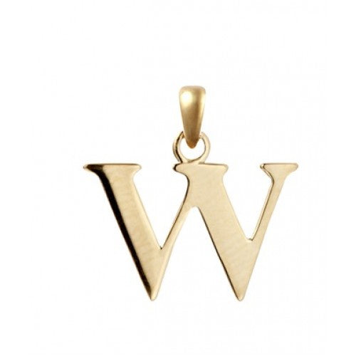 9ct Yellow Gold Initial W Pendant