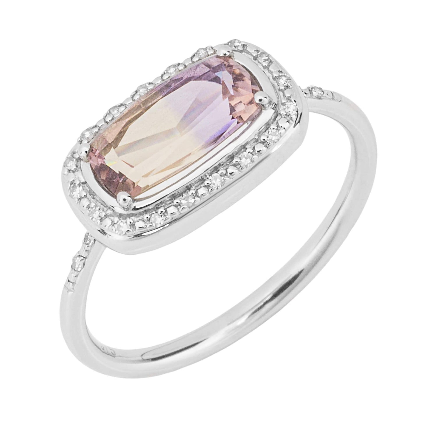 9ct White Gold Ametrine & Diamond Ring