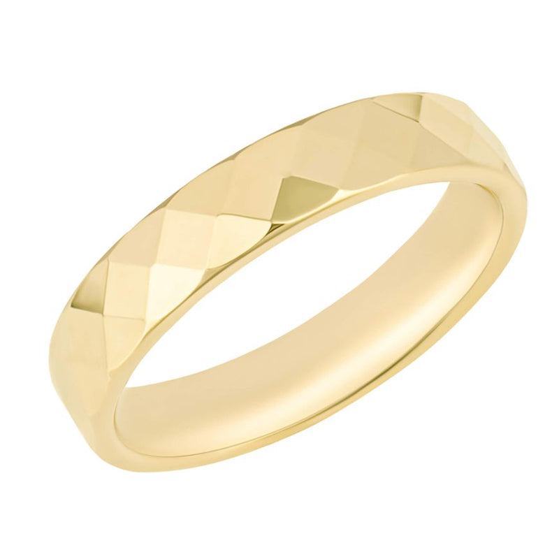 Hexagonal Textured Ring In 9ct Yellow Gold GR616