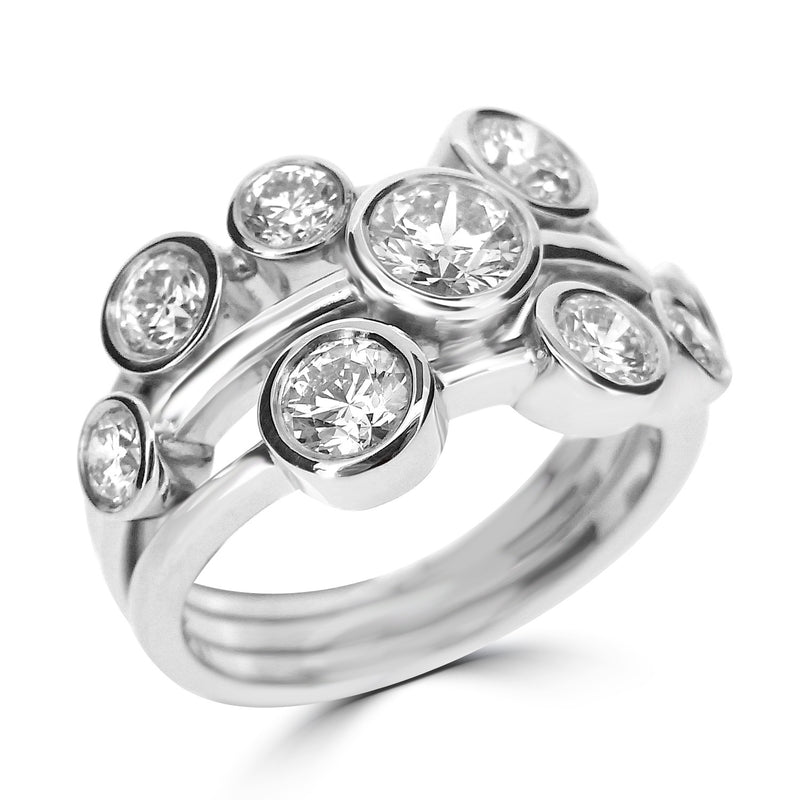 18ct White Gold Diamond Bubble Ring 2.00ct