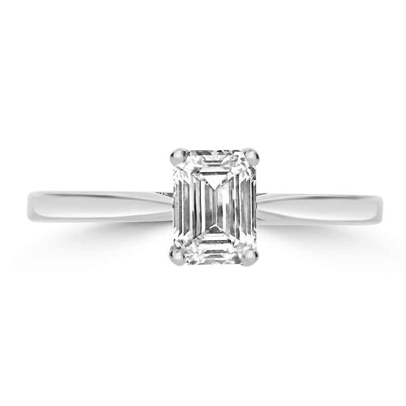 Platinum Solitaire Diamond Ring 0.90ct H SI1 - Emerald Cut