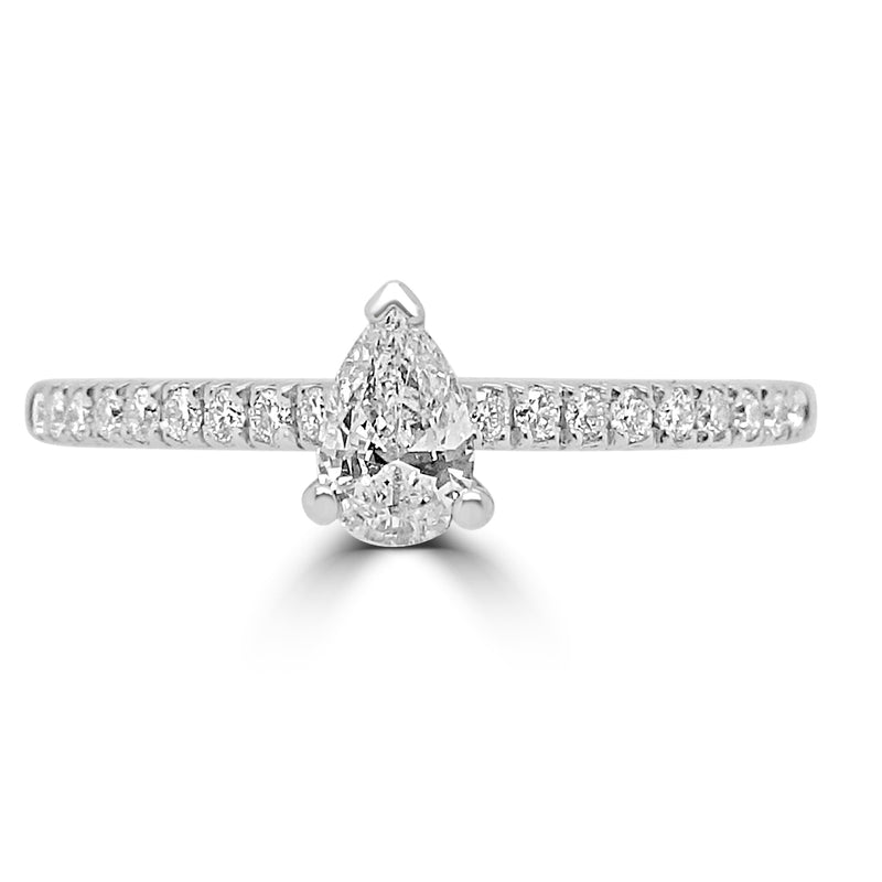 Platinum Pear Cut Solitaire Diamond Ring 0.45ct - RN9849
