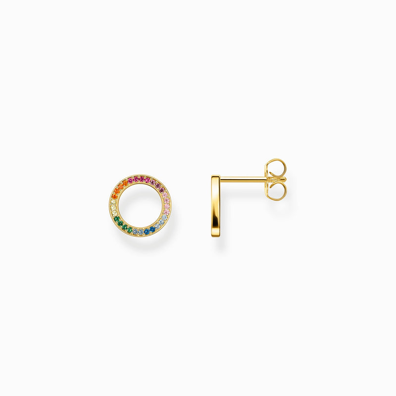 Thomas Sabo Gold plated ear studs Together round with coloured stones H1947-996-7