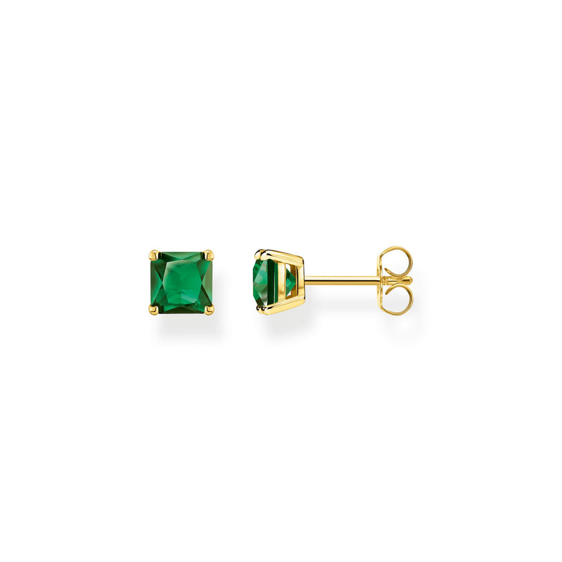 THOMAS SABO  EAR STUDS GREEN STONE GOLD H2174-472-6