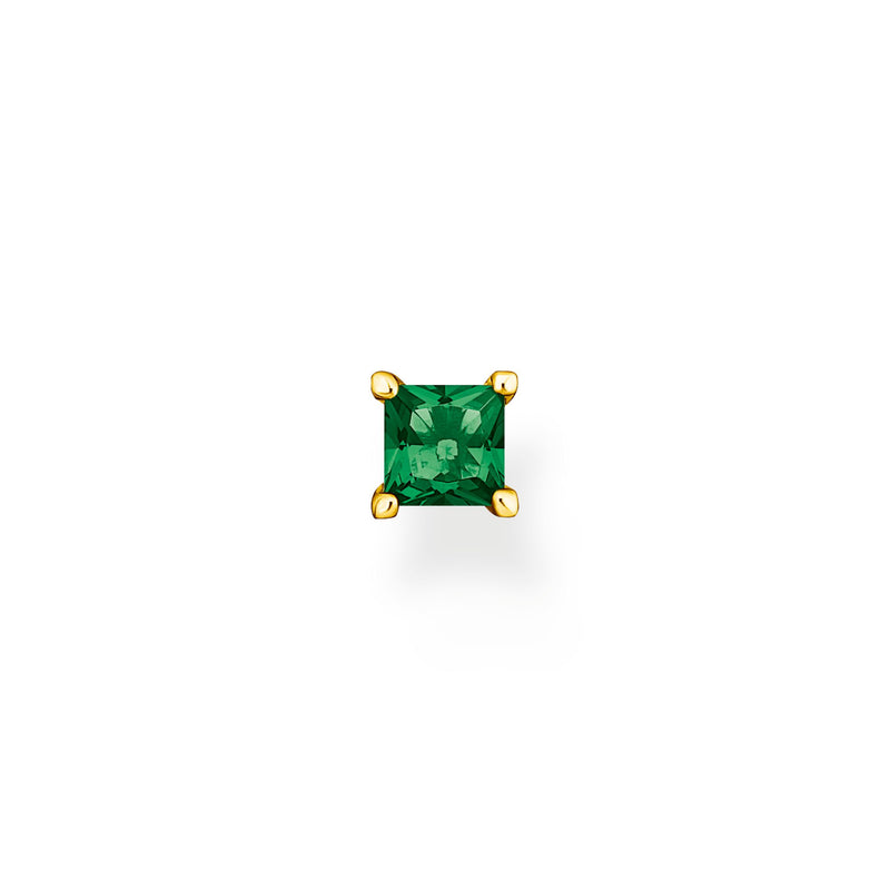 THOMAS SABO  SINGLE EAR STUD WITH GREEN STONE GOLD H2233-472-6