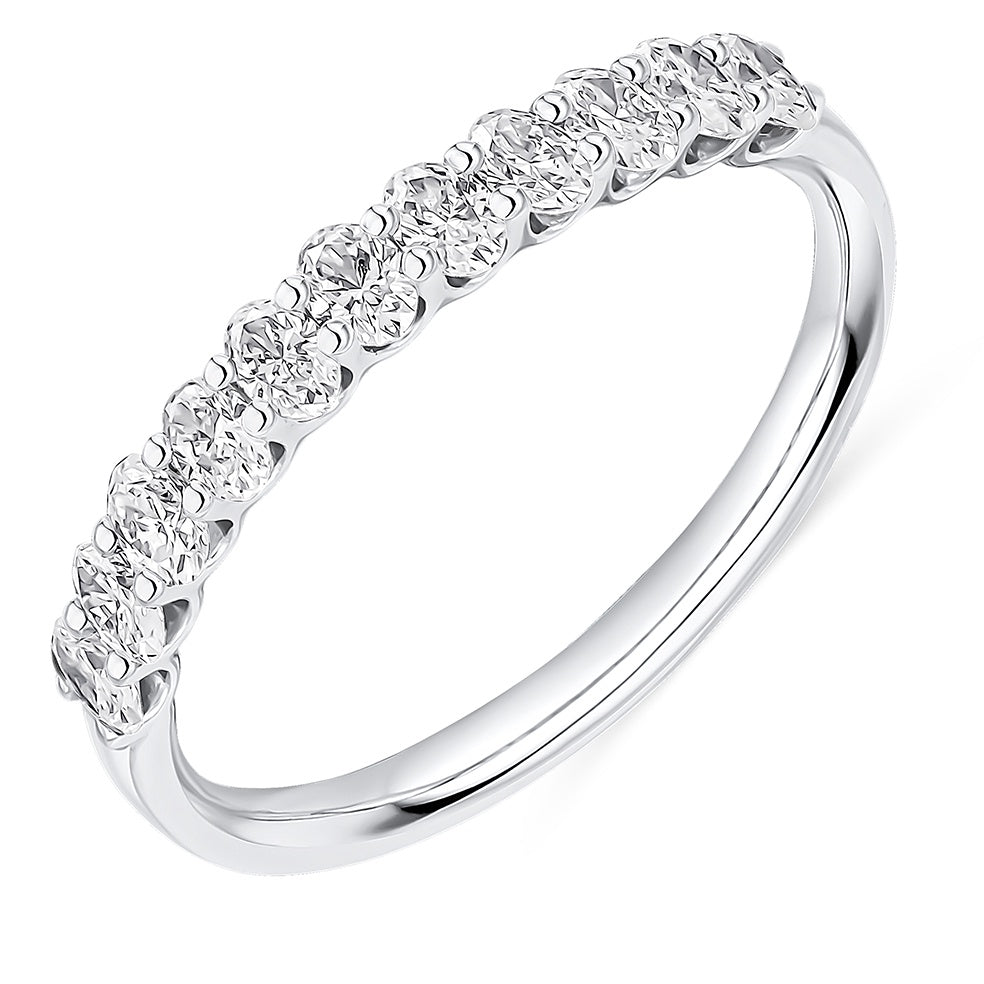 Platinum Oval Cut Diamond Half Eternity Ring 0.60ct
