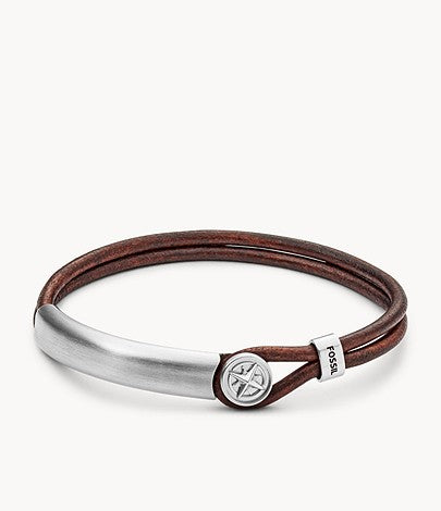 Compass Stainless Steel and Leather Bracelet - JF02995040