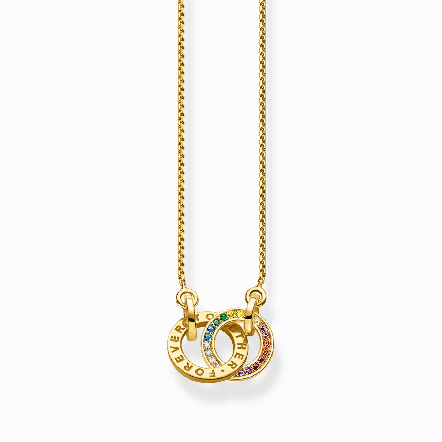 Thomas Sabo Gold Plated Necklace Together with two Rings and colouRed stones KE1488-996-7-L55V