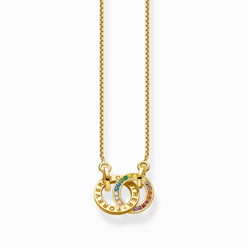 Thomas Sabo Gold plated necklace Together with two rings and coloured stones KE1488-996-7-L55V